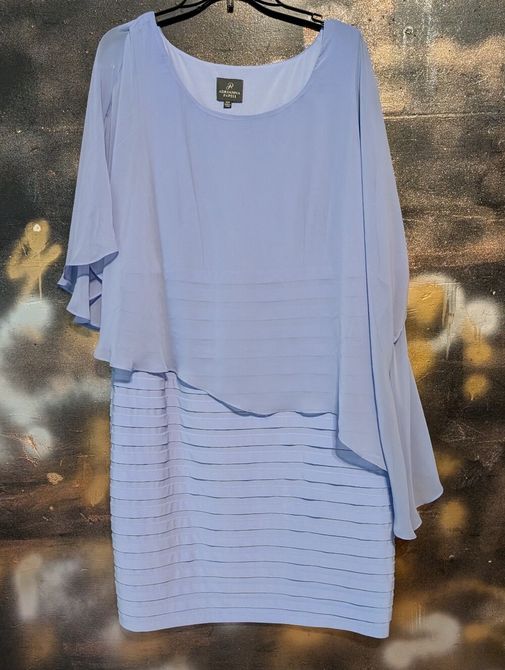 Adrianna Papell Pale Blue Layered Chiffon Midi Dress